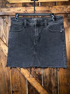 Washed Black Denim Mini Skirt - Classic Casual